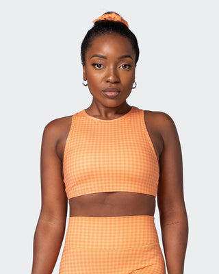 All Rounder Bra - Peaches And Cream Check Print-Sports Bras-XS-092207PEACRCHP-XS-MNAPPRL20900-1-Muscle Nation