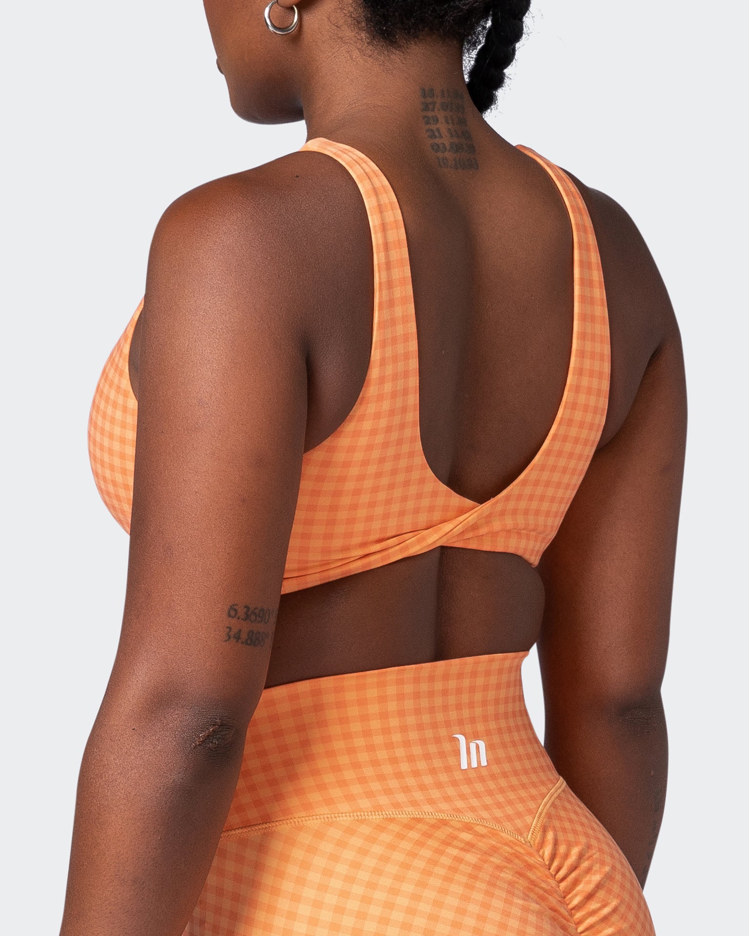 Demi Bralette - Peaches And Cream Check Print-Bralettes-XS-092204PEACRCHP-XS-MNAPPRL20788-6-Muscle Nation