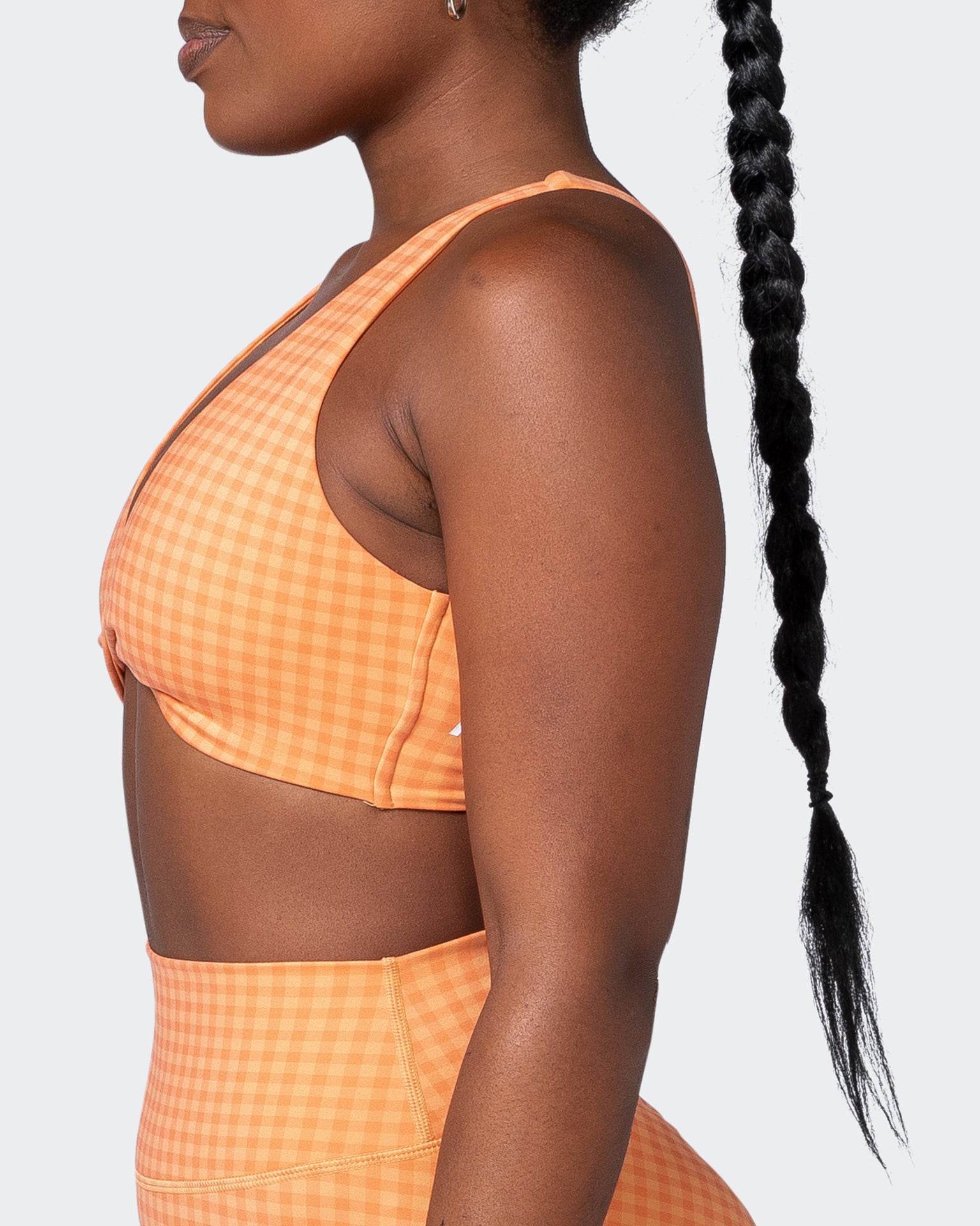 Demi Bralette - Peaches And Cream Check Print-Bralettes-XS-092204PEACRCHP-XS-MNAPPRL20788-5-Muscle Nation