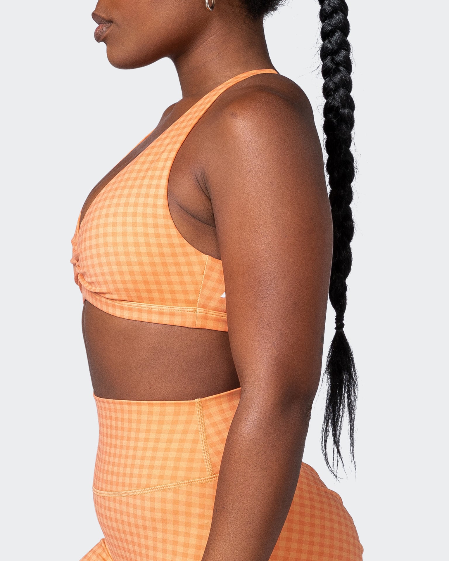 Stride Bralette - Peaches And Cream Check Print-Bralettes-XS-092205PEACRCHP-XS-MNAPPRL20844-4-Muscle Nation