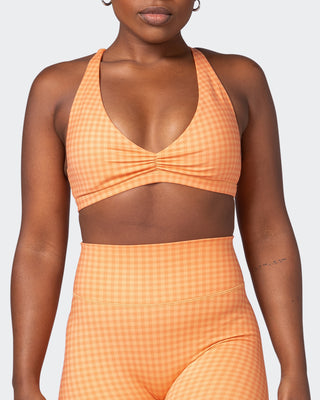 Stride Bralette - Peaches And Cream Check Print-Bralettes-XS-092205PEACRCHP-XS-MNAPPRL20844-2-Muscle Nation