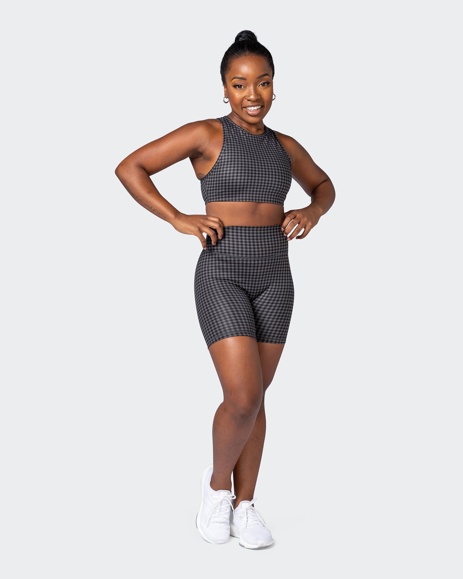 All Rounder Bra - Monochrome Check Print-Sports Bras-XS-092207MONCHPR-XS-MNAPPRL20908-7-Muscle Nation