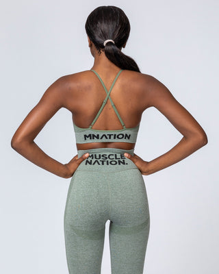 All Day Strap Seamless Bra - Khaki Marl-Sports Bras-XS-MNAPPRL9216-MNAPPRL9216-2-Muscle Nation