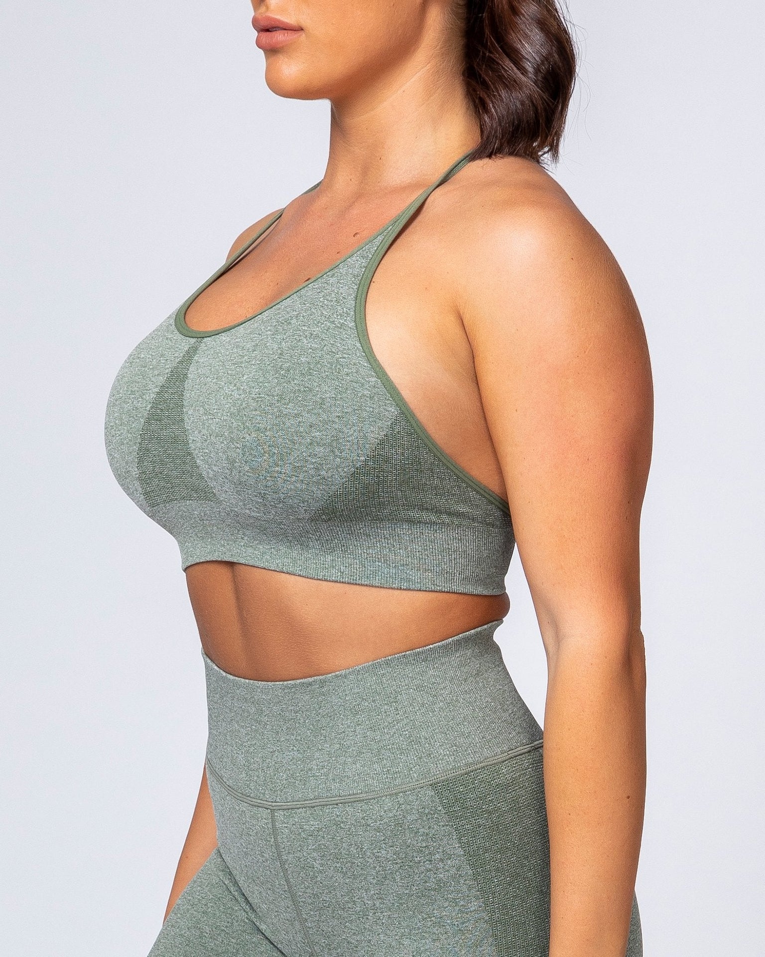 All Day Strap Seamless Bra - Khaki Marl-Sports Bras-XS-MNAPPRL9216-MNAPPRL9216-3-Muscle Nation