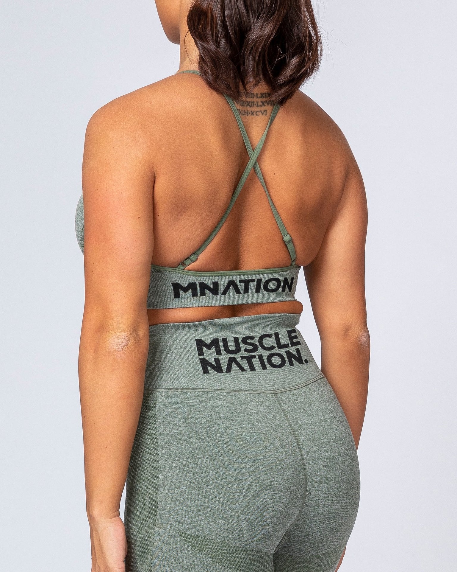 All Day Strap Seamless Bra - Khaki Marl-Sports Bras-XS-MNAPPRL9216-MNAPPRL9216-5-Muscle Nation
