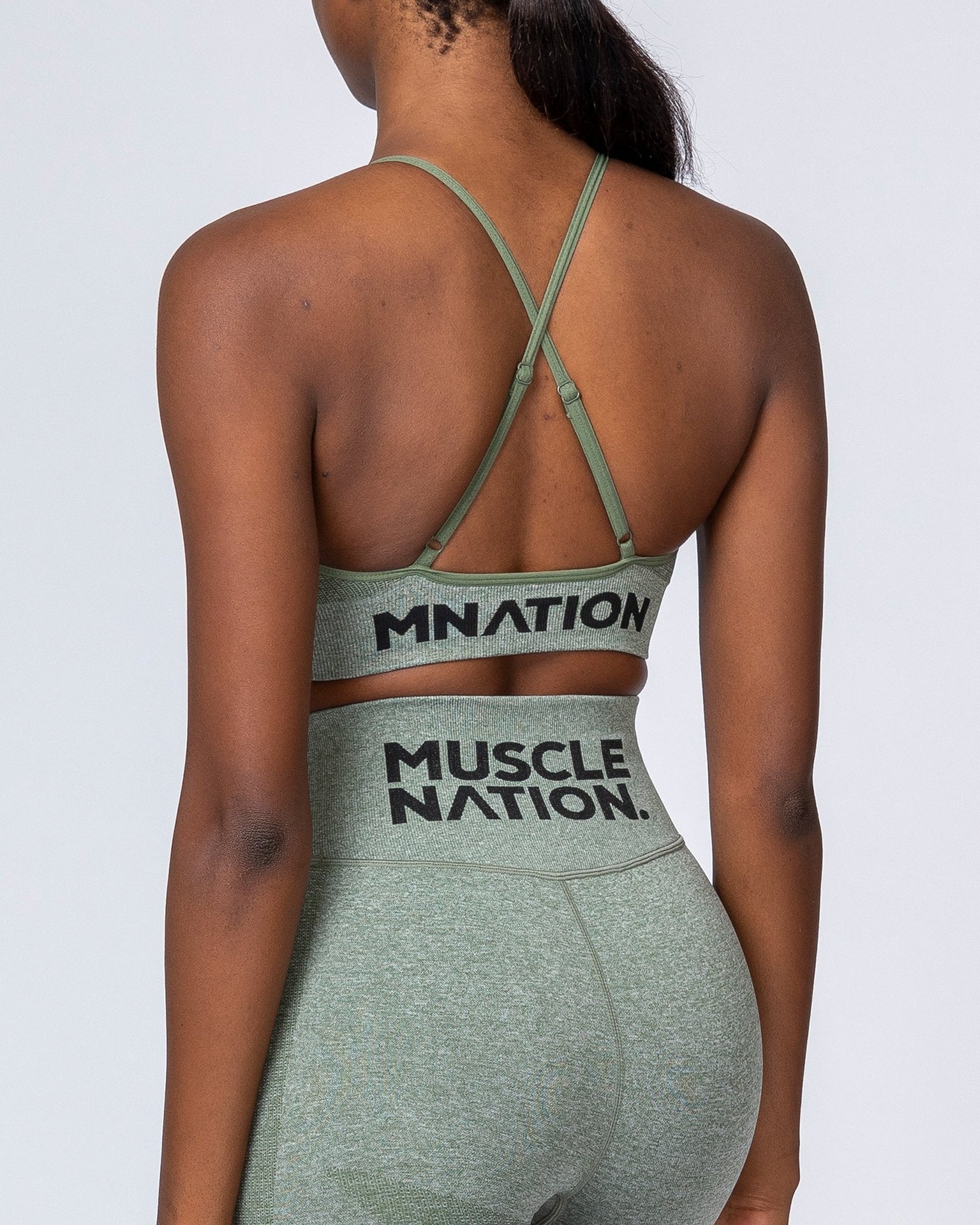 All Day Strap Seamless Bra - Khaki Marl-Sports Bras-XS-MNAPPRL9216-MNAPPRL9216-8-Muscle Nation