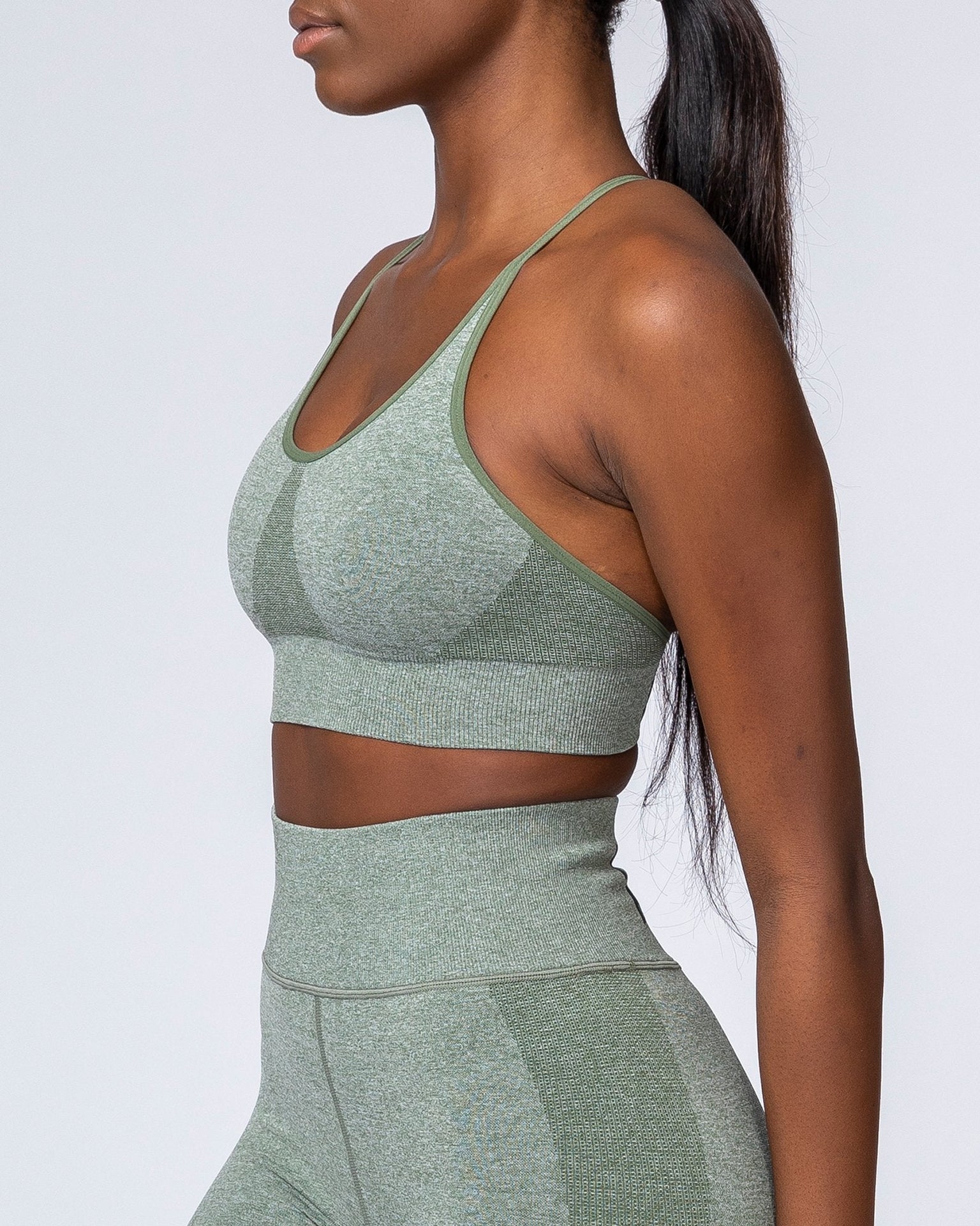 All Day Strap Seamless Bra - Khaki Marl-Sports Bras-XS-MNAPPRL9216-MNAPPRL9216-9-Muscle Nation