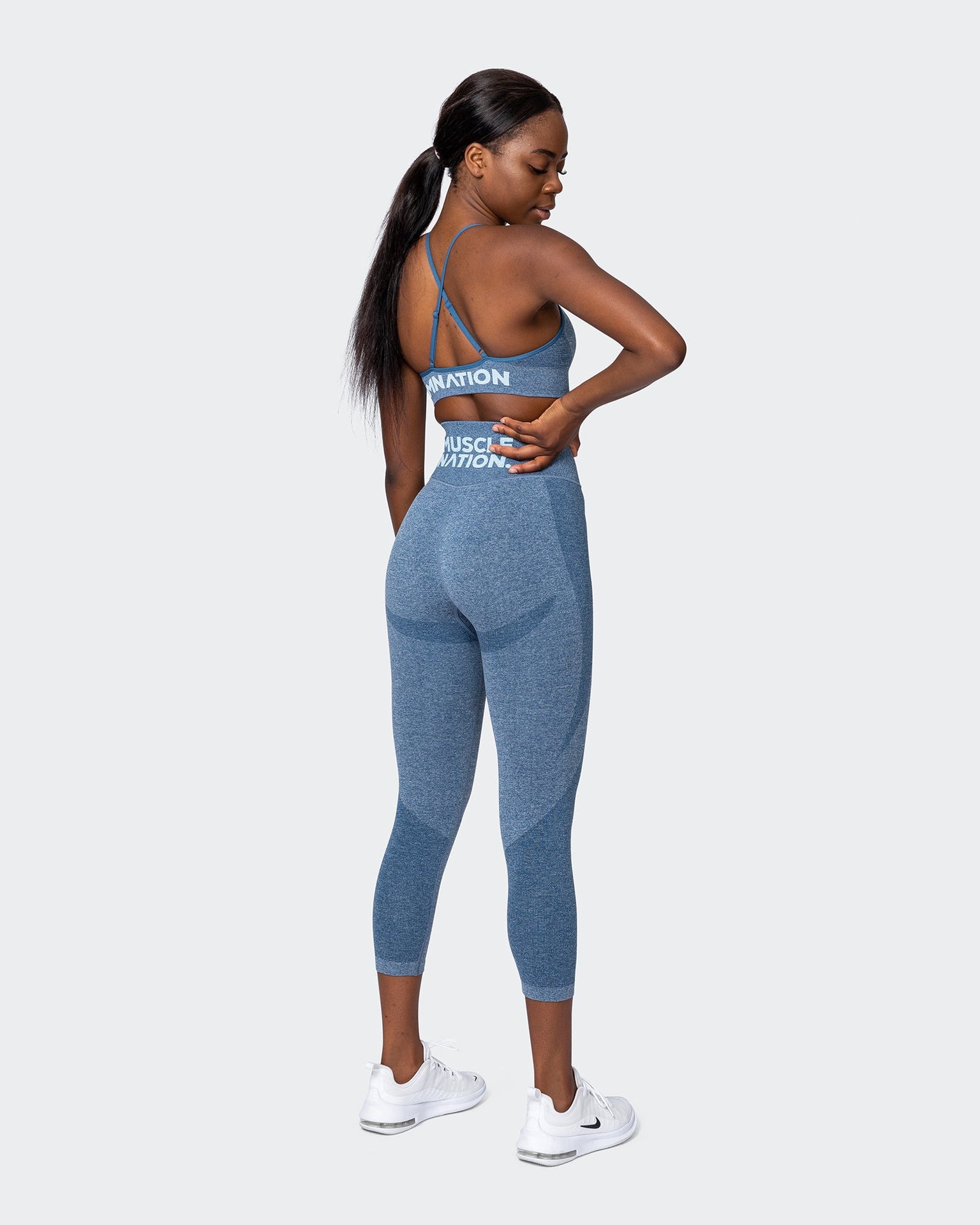 All Day Strap Seamless Bra - Navy Marl-Sports Bras-XS-MNAPPRL9210-MNAPPRL9210-12-Muscle Nation