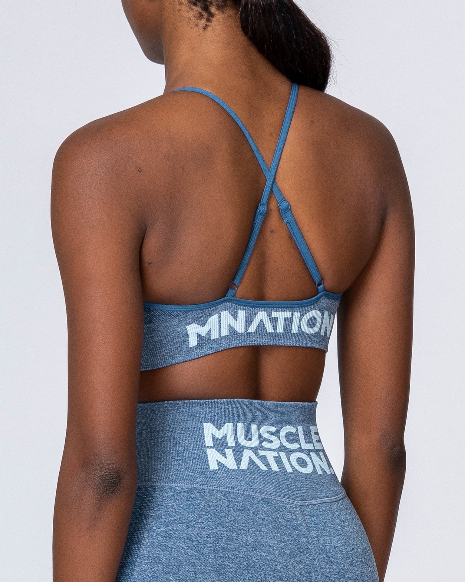 All Day Strap Seamless Bra - Navy Marl-Sports Bras-XS-MNAPPRL9210-MNAPPRL9210-5-Muscle Nation