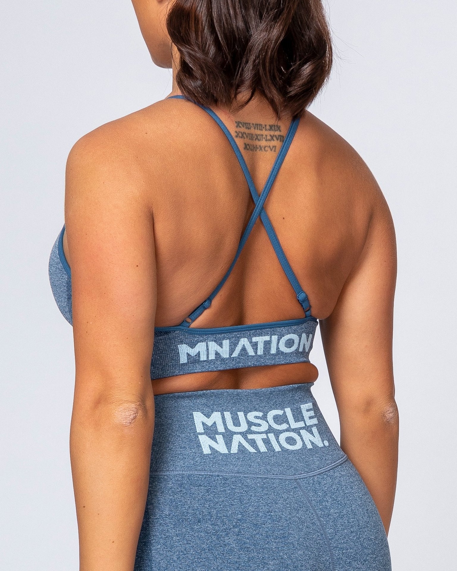 All Day Strap Seamless Bra - Navy Marl-Sports Bras-XS-MNAPPRL9210-MNAPPRL9210-9-Muscle Nation