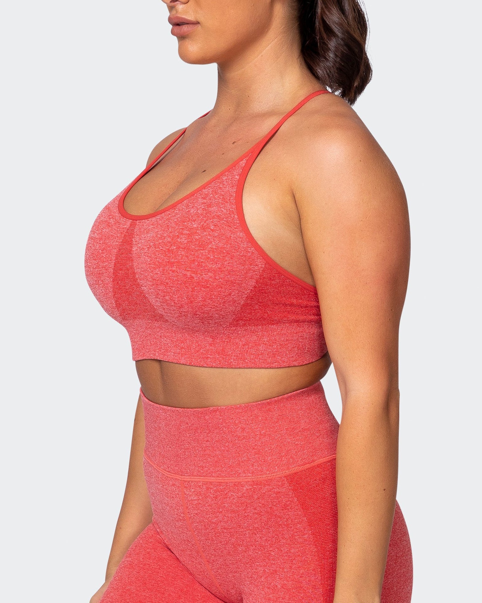 Pink Ribbed Seamless Sports Bra