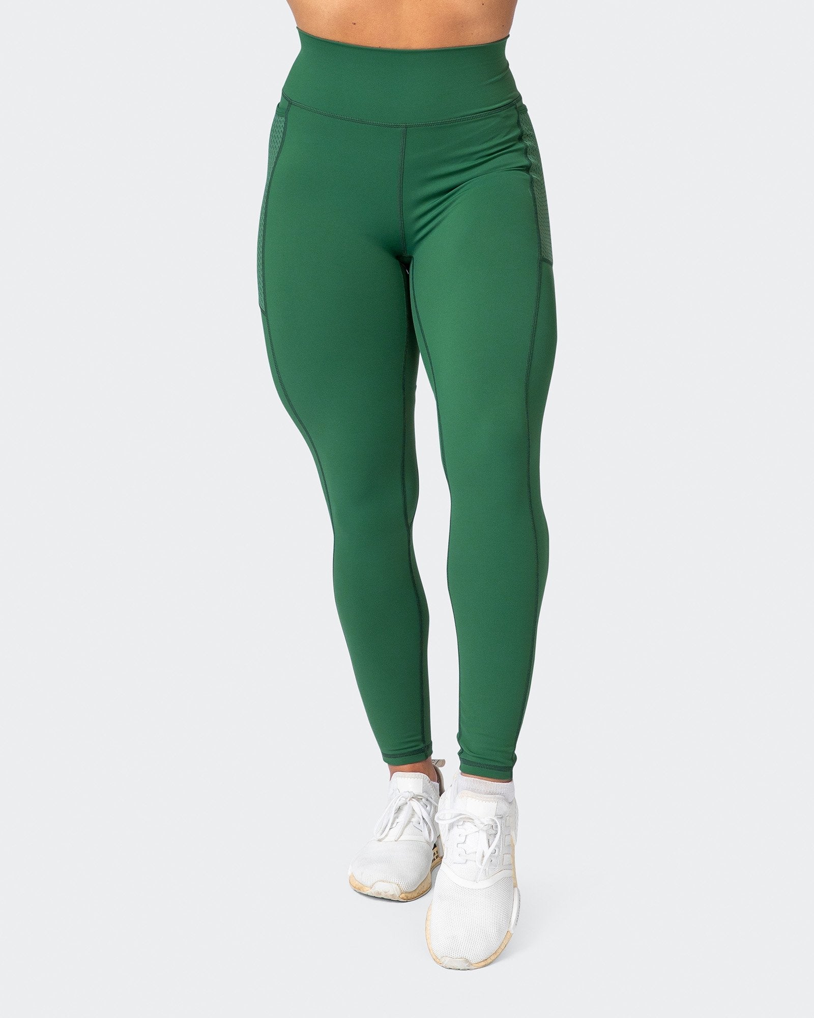 Women Solid Dark Green Ankle Length Leggings