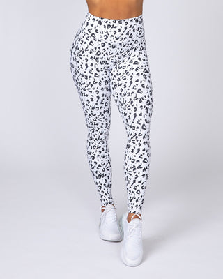 Signature Scrunch Ankle Length Leggings - Snow Leopard-Leggings-XXS-MNAPPRL7526-MNAPPRL7526-2-Muscle Nation