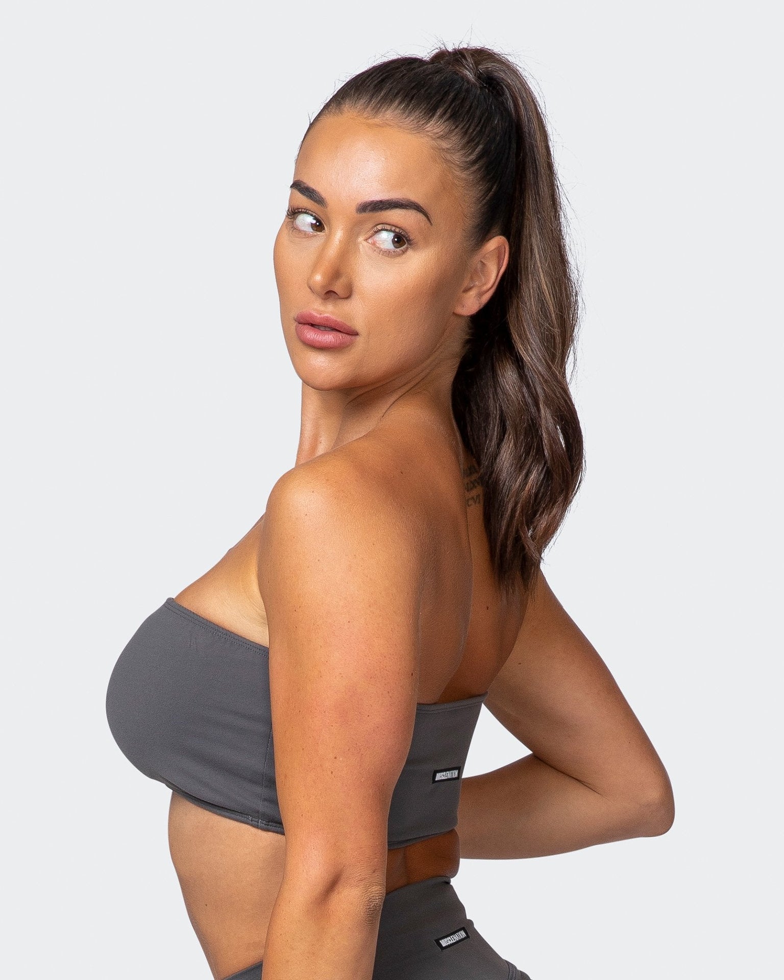 HIIT seamless rib bralet in charcoal
