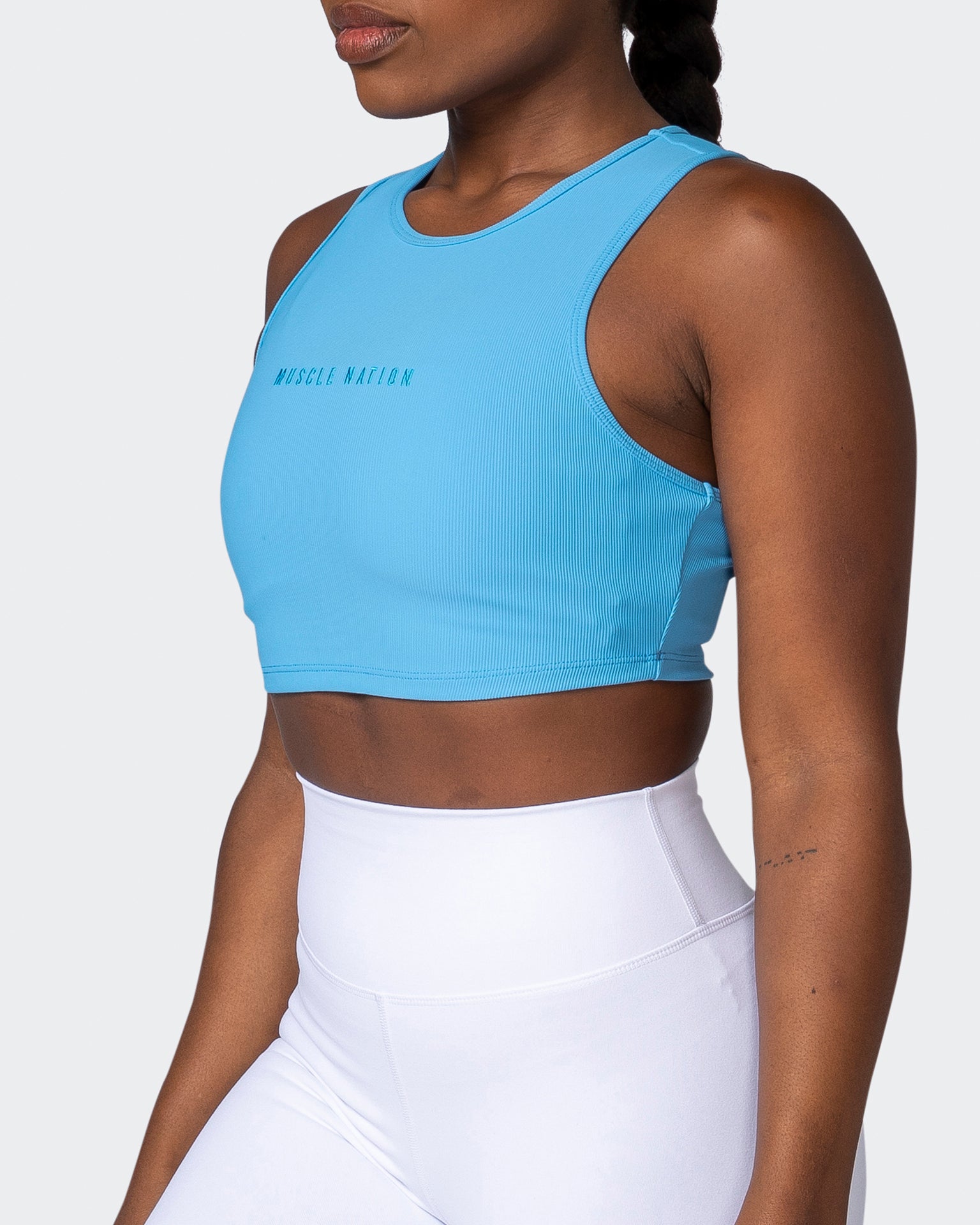 Off Duty Rib Cropped Tank - Ibiza Blue-Singlets & Tanks-XXS-112230IBZBLU-XXS-MNAPPRL19360-3-Muscle Nation