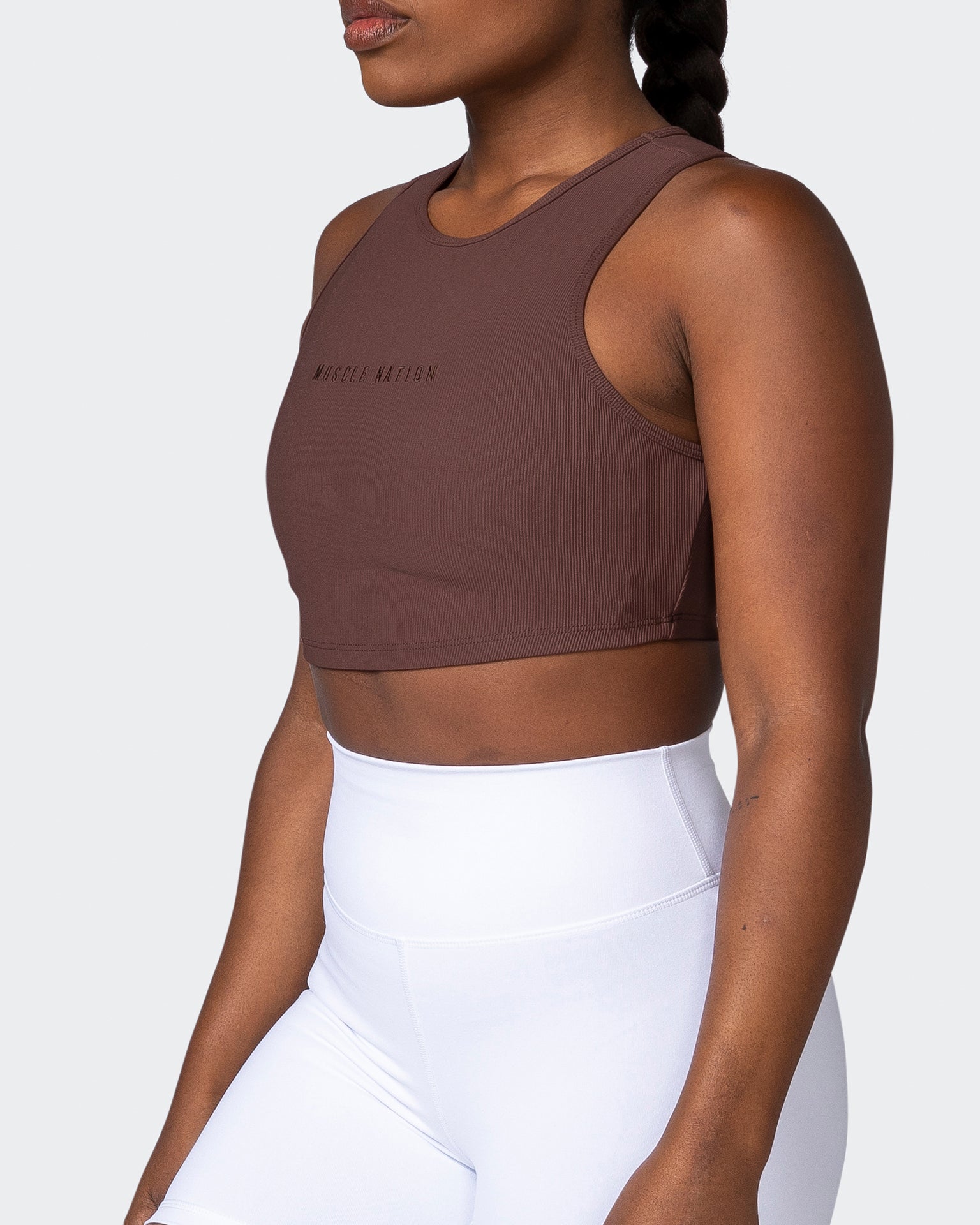 Off Duty Rib Cropped Tank - Coffee-Singlets & Tanks-XXS-112230COFFEE-XXS-MNAPPRL19333-3-Muscle Nation