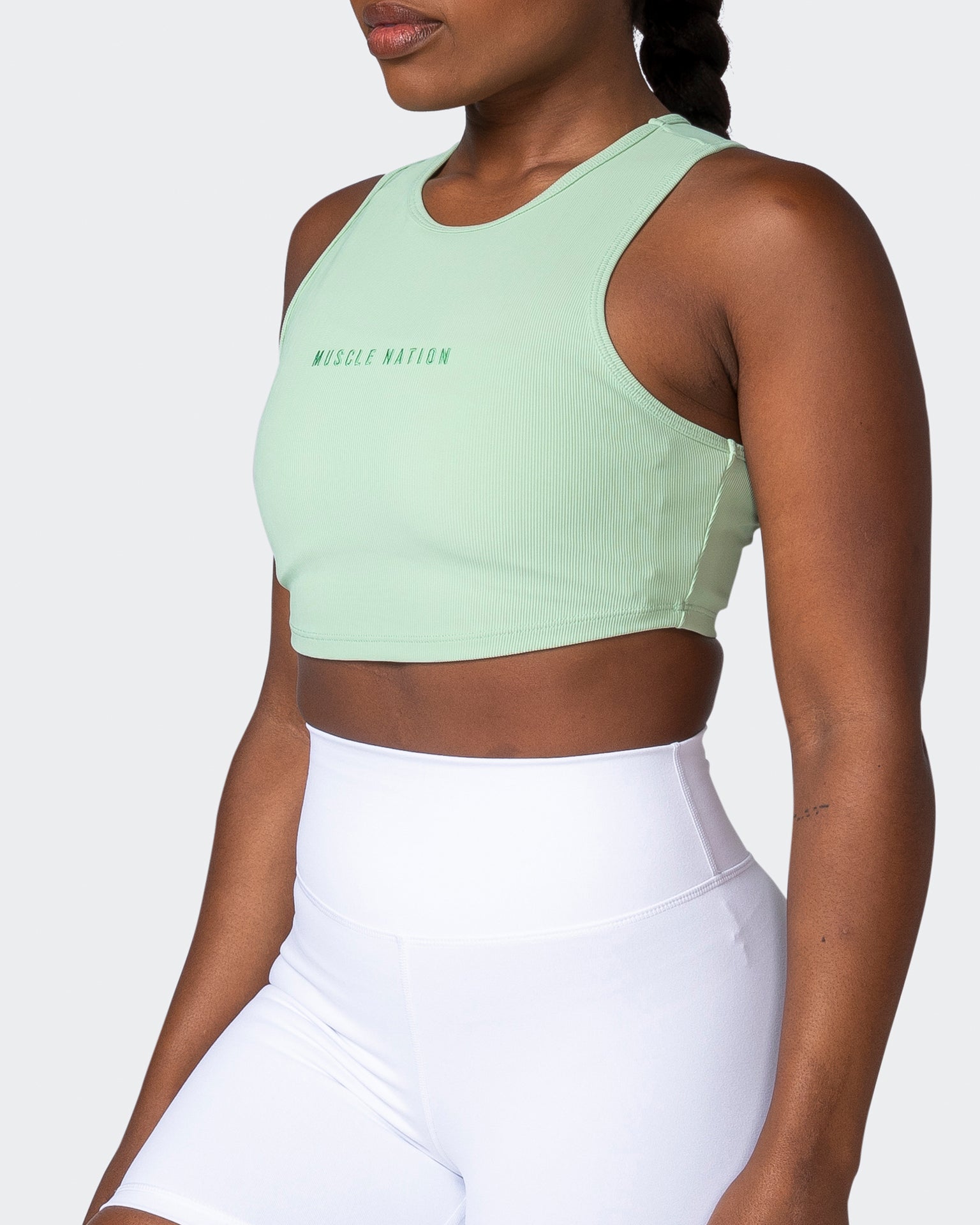 Off Duty Rib Cropped Tank - Pastel Green-Singlets & Tanks-XXS-112230PASTGRN-XXS-MNAPPRL19369-3-Muscle Nation
