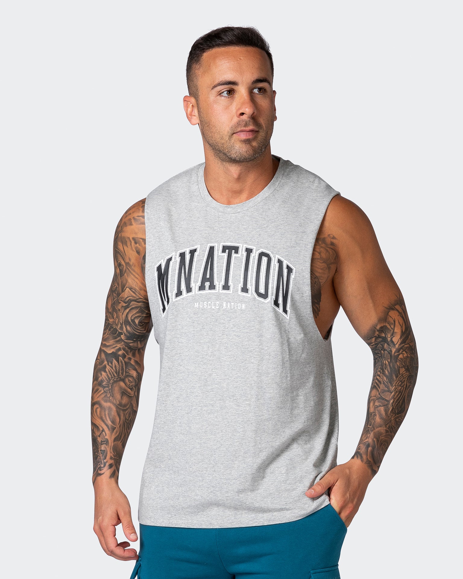 Gymshark Bold Drop Arm Tank - Pebble Grey