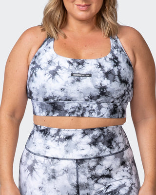 Brace Yourself Bra - Grey Black Tie Dye Print-Sports Bras-XS-112109GBTIE-XS-MNAPPRL11962-2-Muscle Nation