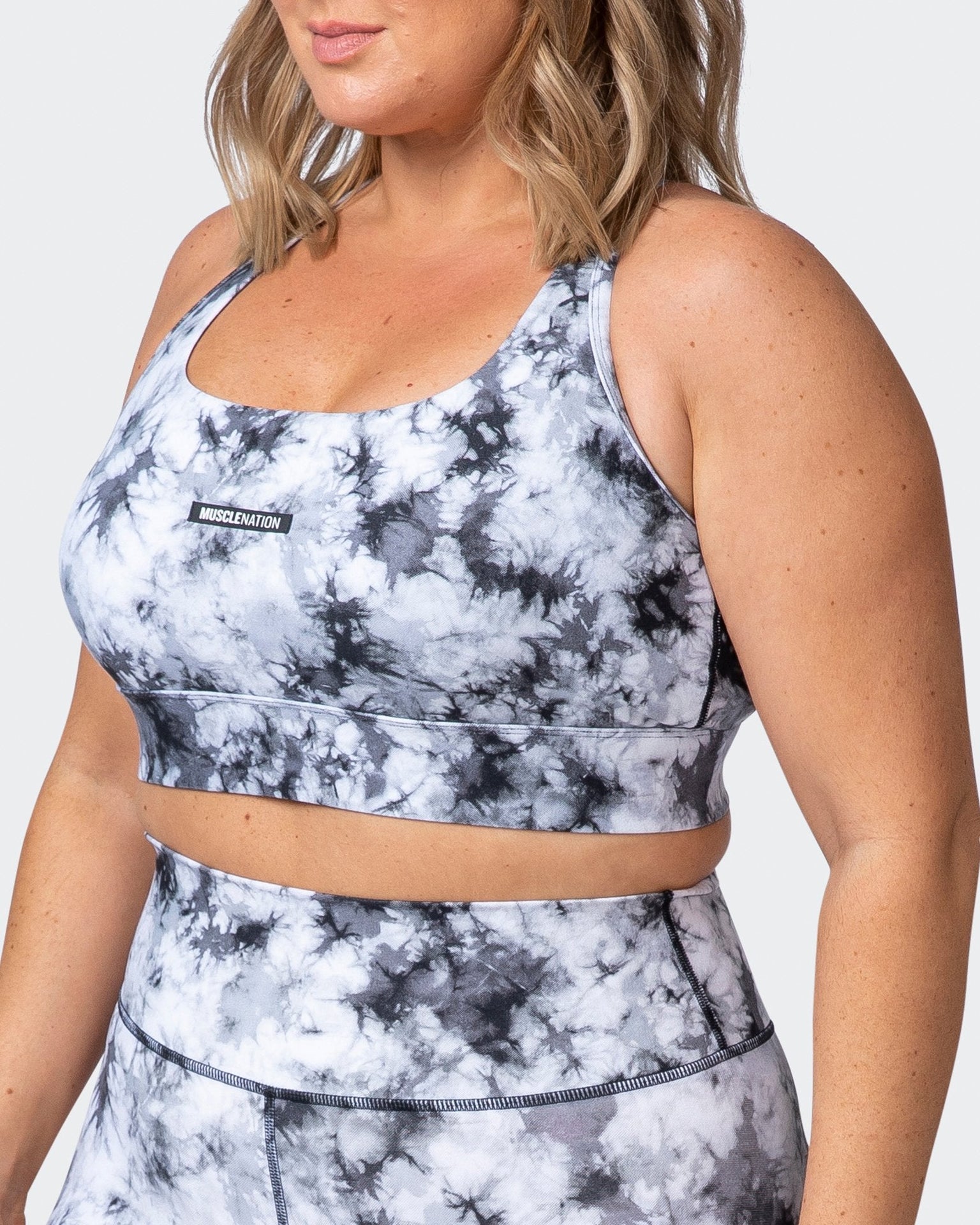 Brace Yourself Bra - Grey Black Tie Dye Print-Sports Bras-XS-112109GBTIE-XS-MNAPPRL11962-3-Muscle Nation