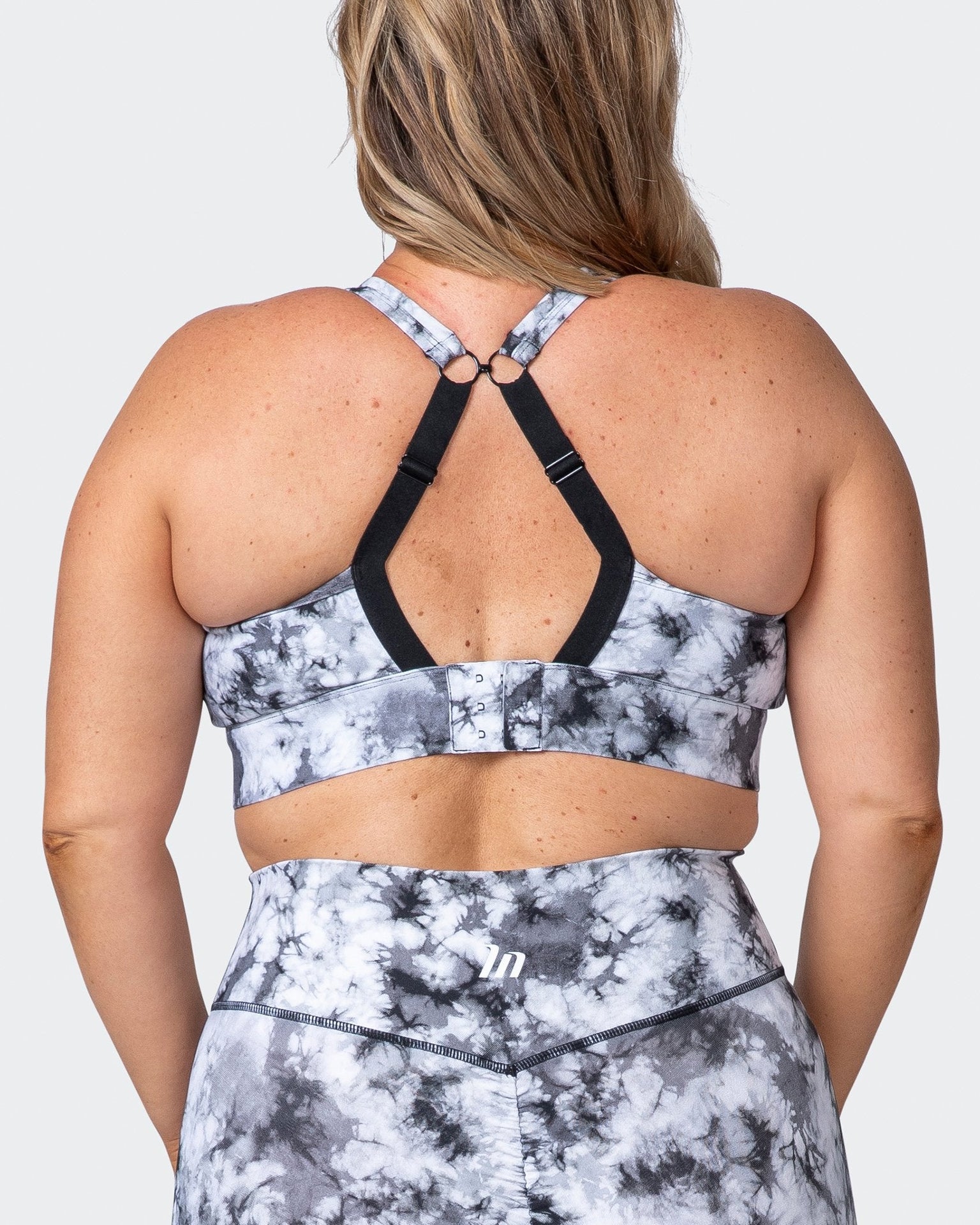 Brace Yourself Bra - Grey Black Tie Dye Print-Sports Bras-XS-112109GBTIE-XS-MNAPPRL11962-4-Muscle Nation
