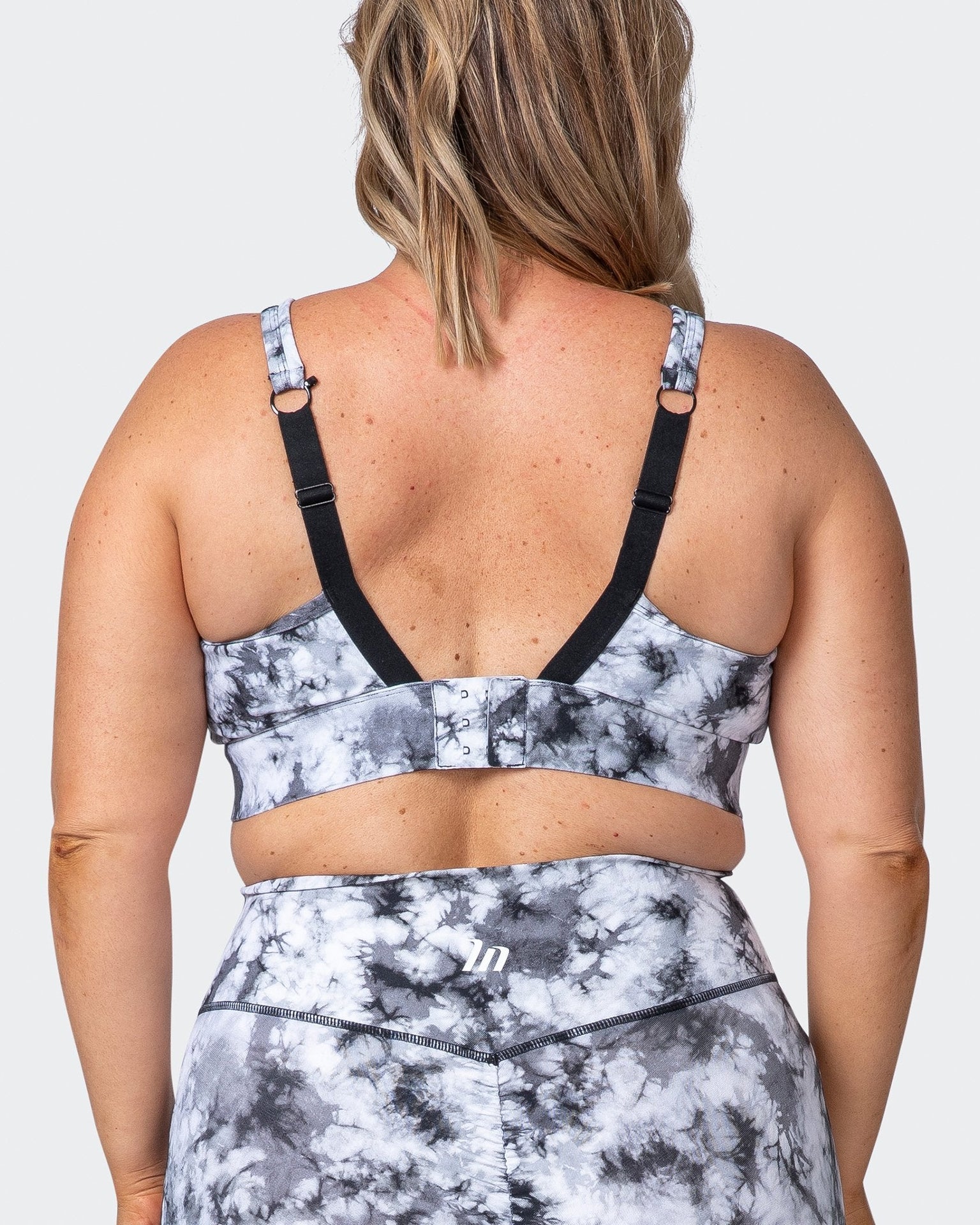 Brace Yourself Bra - Grey Black Tie Dye Print-Sports Bras-XS-112109GBTIE-XS-MNAPPRL11962-5-Muscle Nation
