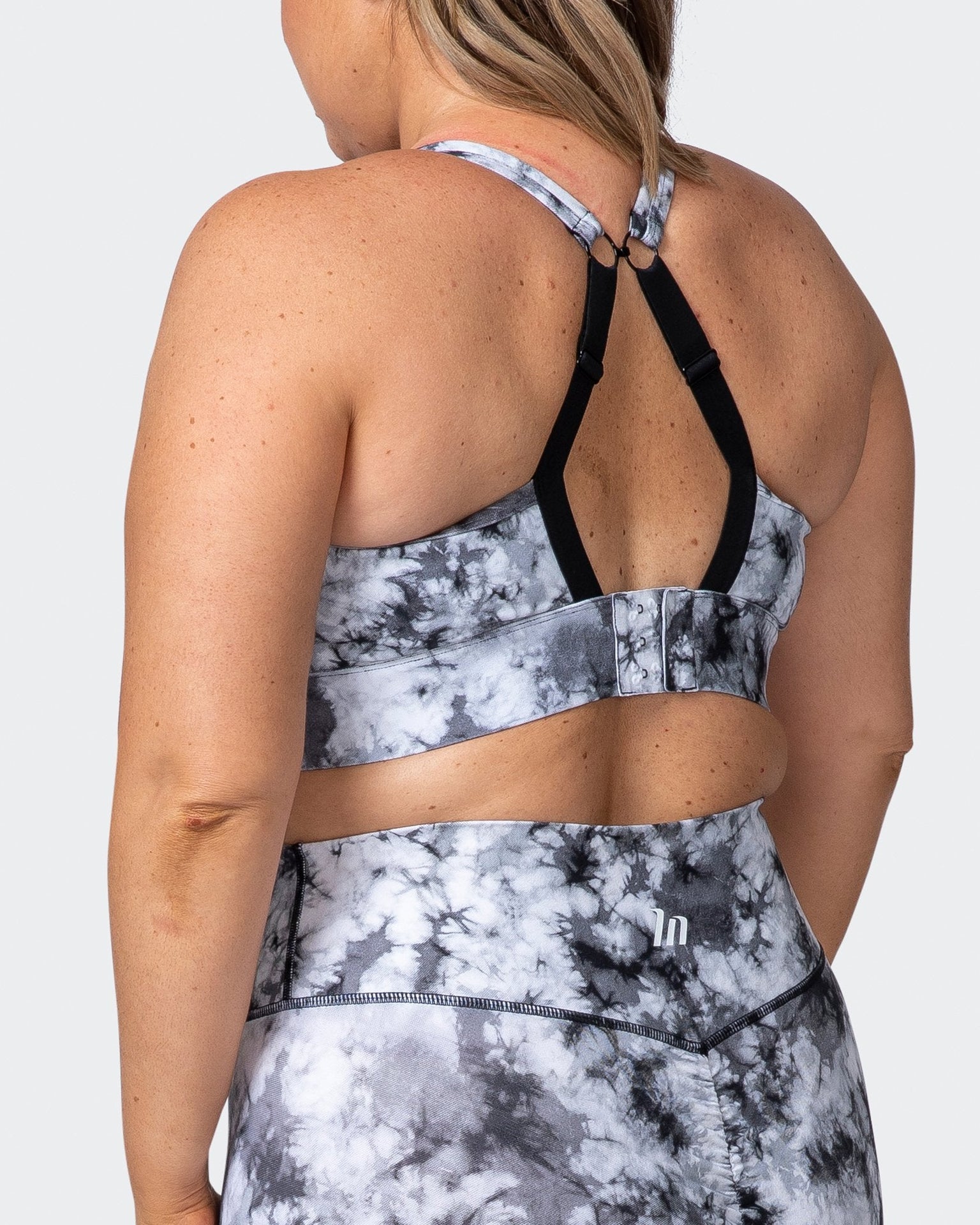 Brace Yourself Bra - Grey Black Tie Dye Print-Sports Bras-XS-112109GBTIE-XS-MNAPPRL11962-9-Muscle Nation