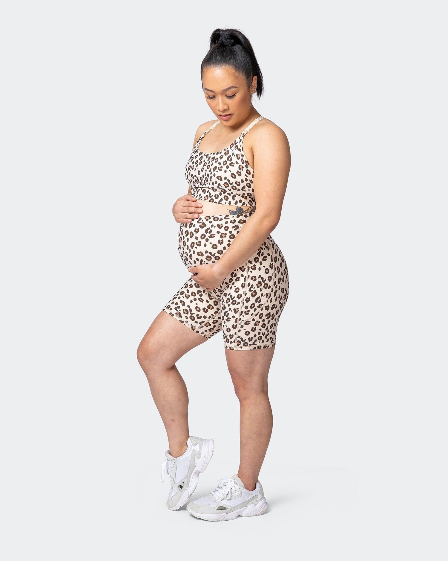 Maternity Superior Squat Pocket Bike Shorts - Cheetah Print