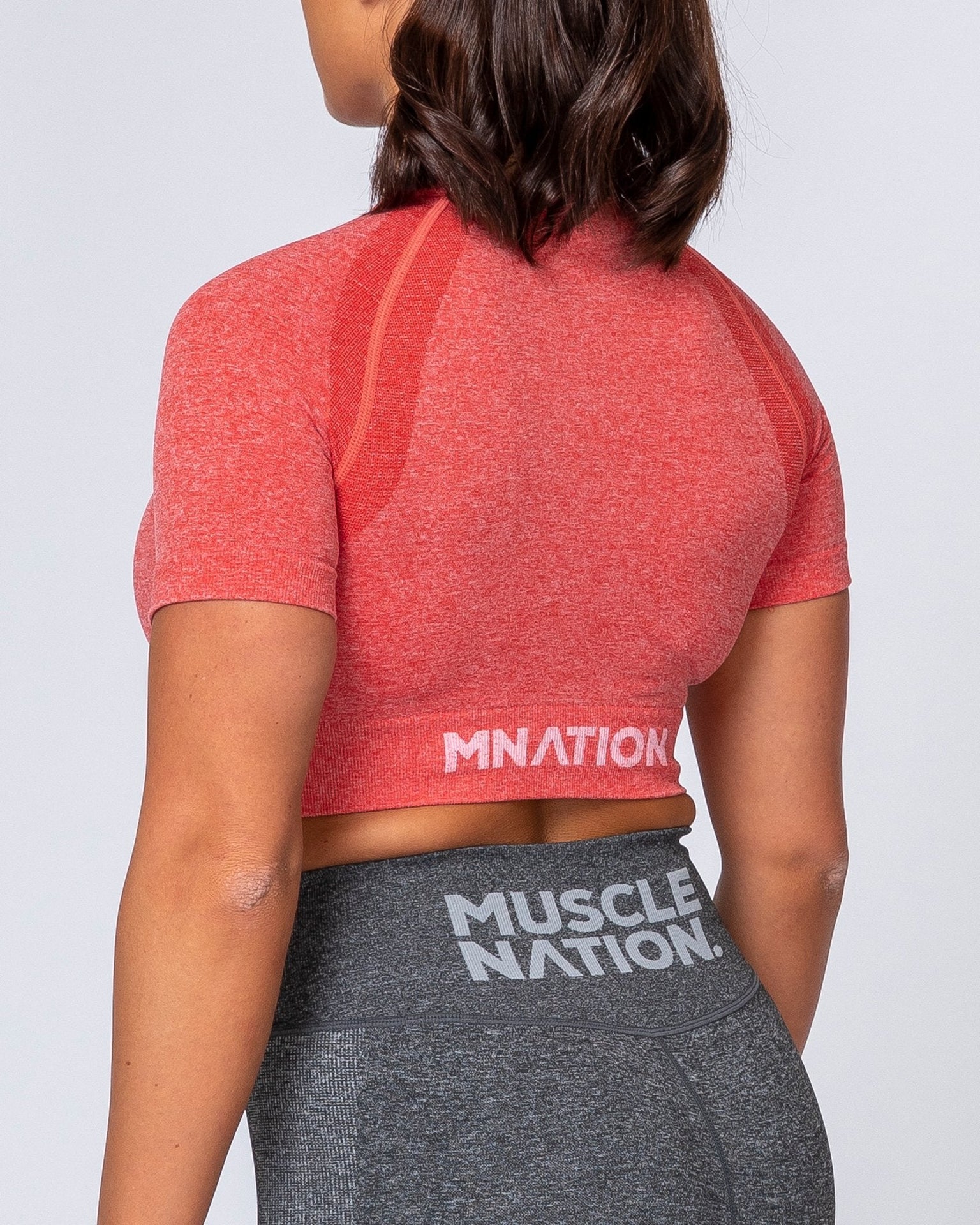 Classic Seamless Tee - Poppy Marl-Tops-XS-MNAPPRL9300-MNAPPRL9300-4-Muscle Nation