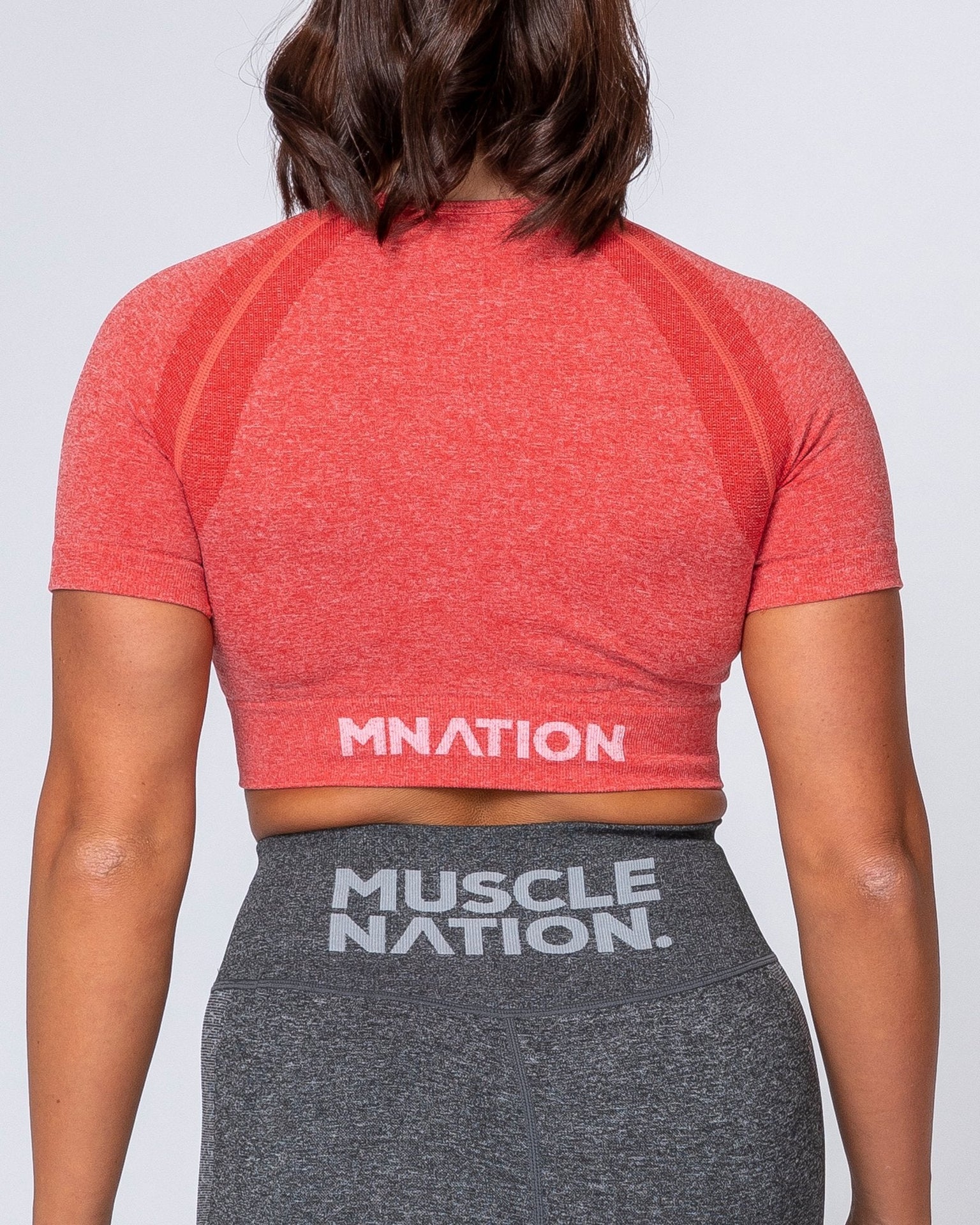 Classic Seamless Tee - Poppy Marl-Tops-XS-MNAPPRL9300-MNAPPRL9300-7-Muscle Nation