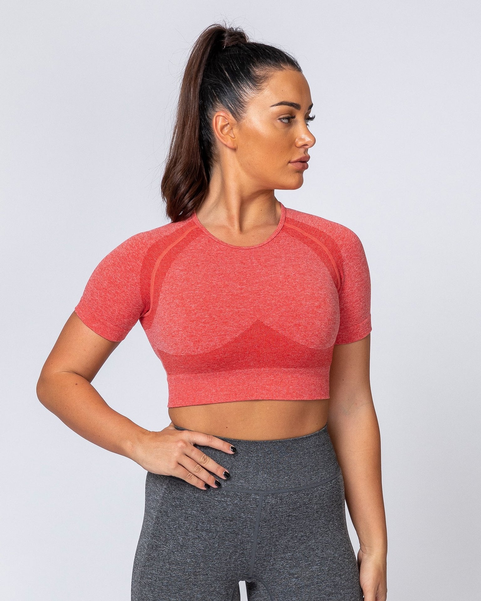 Classic Seamless Tee - Poppy Marl-Tops-XS-MNAPPRL9300-MNAPPRL9300-8-Muscle Nation