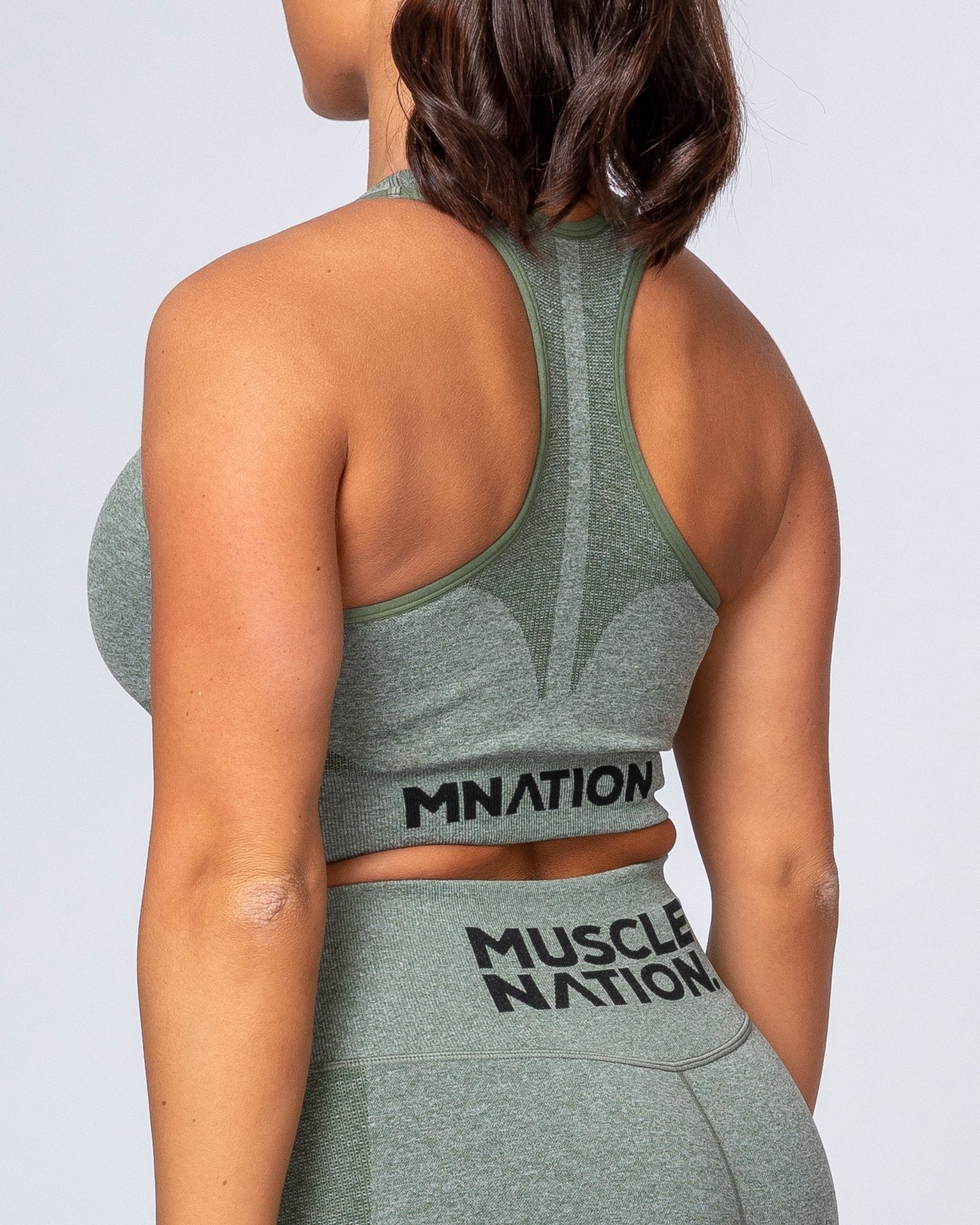 Comfort Seamless Bra - Khaki Marl-Sports Bras-XS-MNAPPRL9240-MNAPPRL9240-8-Muscle Nation