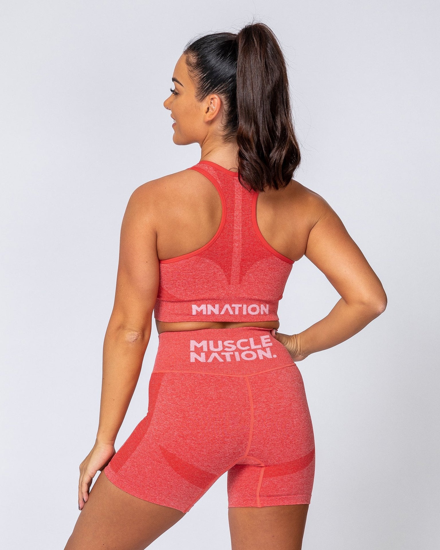 Comfort Seamless Bra - Poppy Marl-Sports Bras-XS-MNAPPRL9246-MNAPPRL9246-11-Muscle Nation