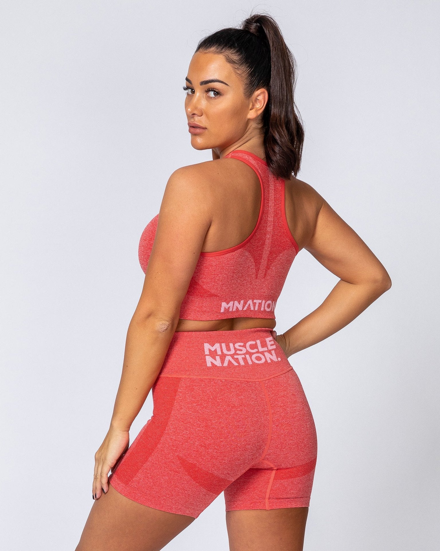 Comfort Seamless Bra - Poppy Marl-Sports Bras-XS-MNAPPRL9246-MNAPPRL9246-2-Muscle Nation