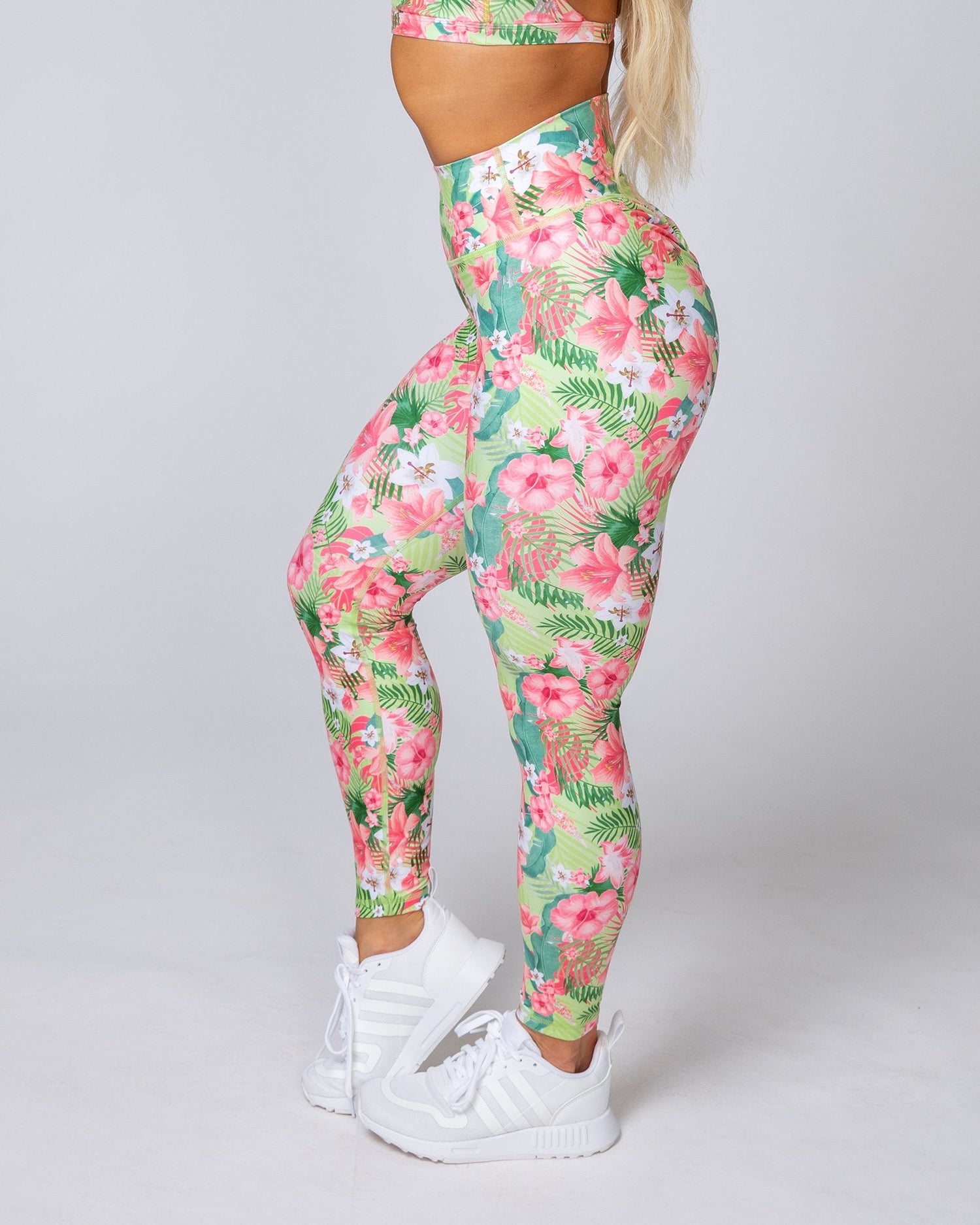 Women's leggings shaping dance and fitness with a wide waist Flowers