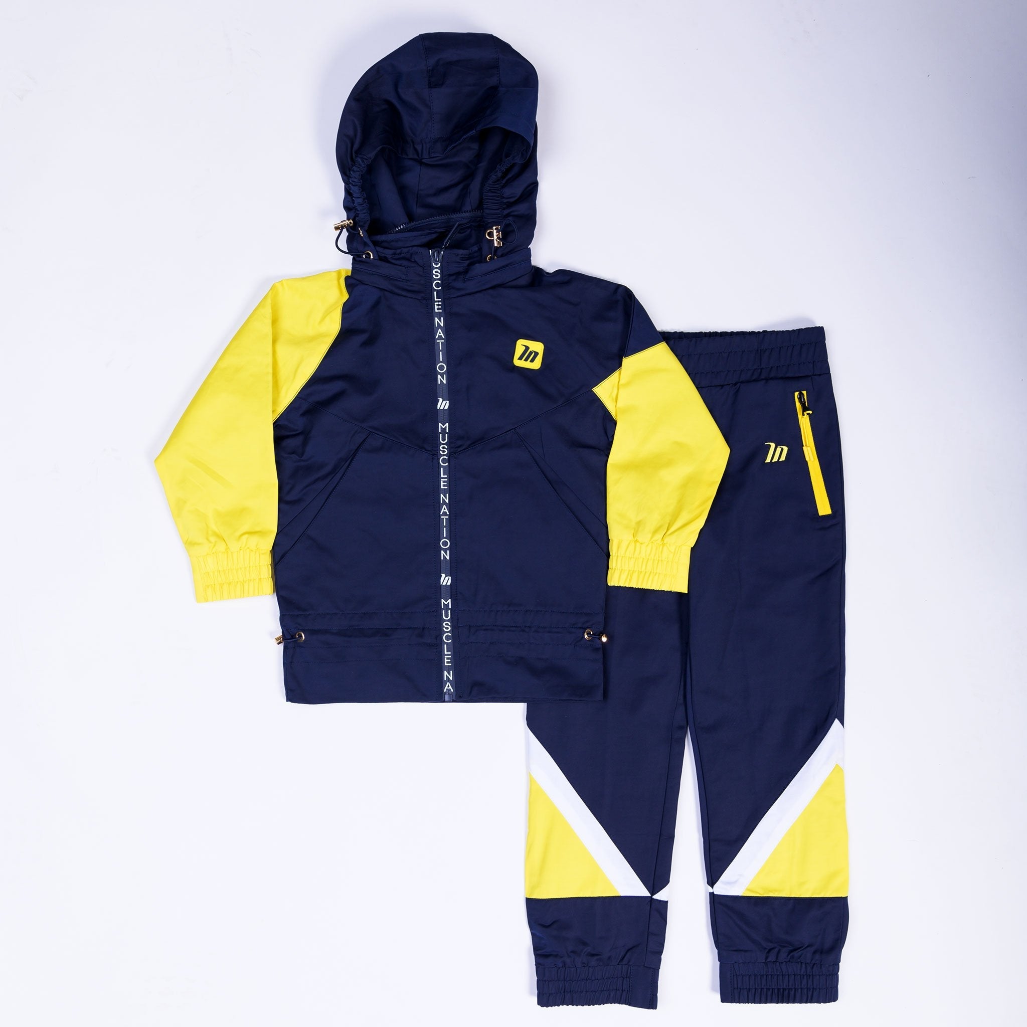 Kids MN Retro Tracksuit Jacket - Navy / Yellow