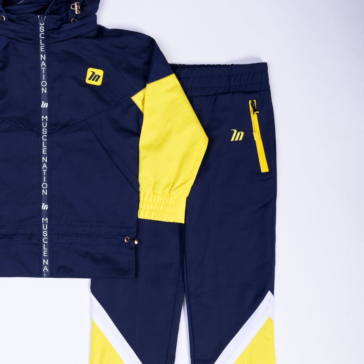 Kids MN Retro Tracksuit Pants - Navy / Yellow