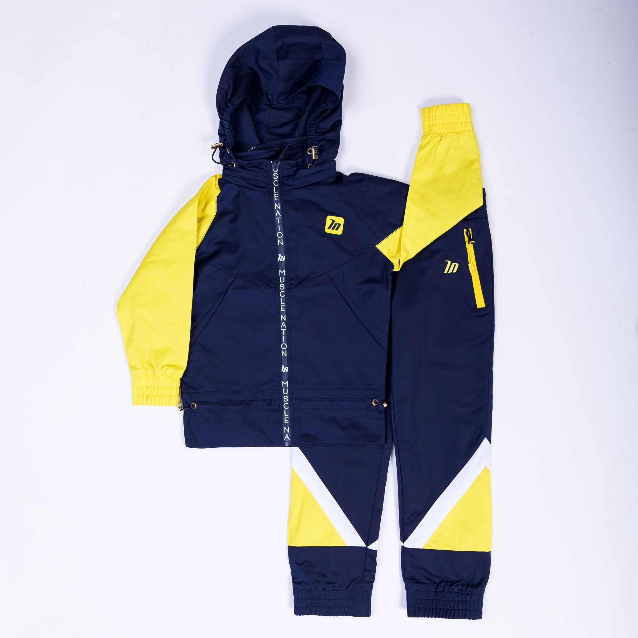 Kids MN Retro Tracksuit Pants - Navy / Yellow