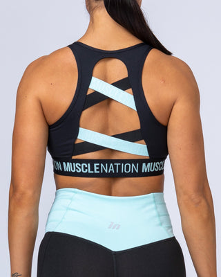 Knockout Bra - Black with Sky Blue-Sports Bras-XS-MNAPPRL6506-MNAPPRL6506-1-Muscle Nation