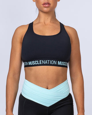 Knockout Bra - Black with Sky Blue-Sports Bras-XS-MNAPPRL6506-MNAPPRL6506-2-Muscle Nation