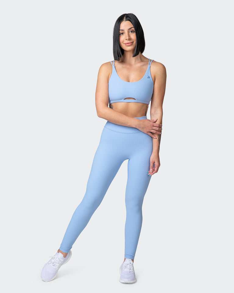 Indiamart Blue Best Ankle Length Leggings Zero Rise Rib Ankle