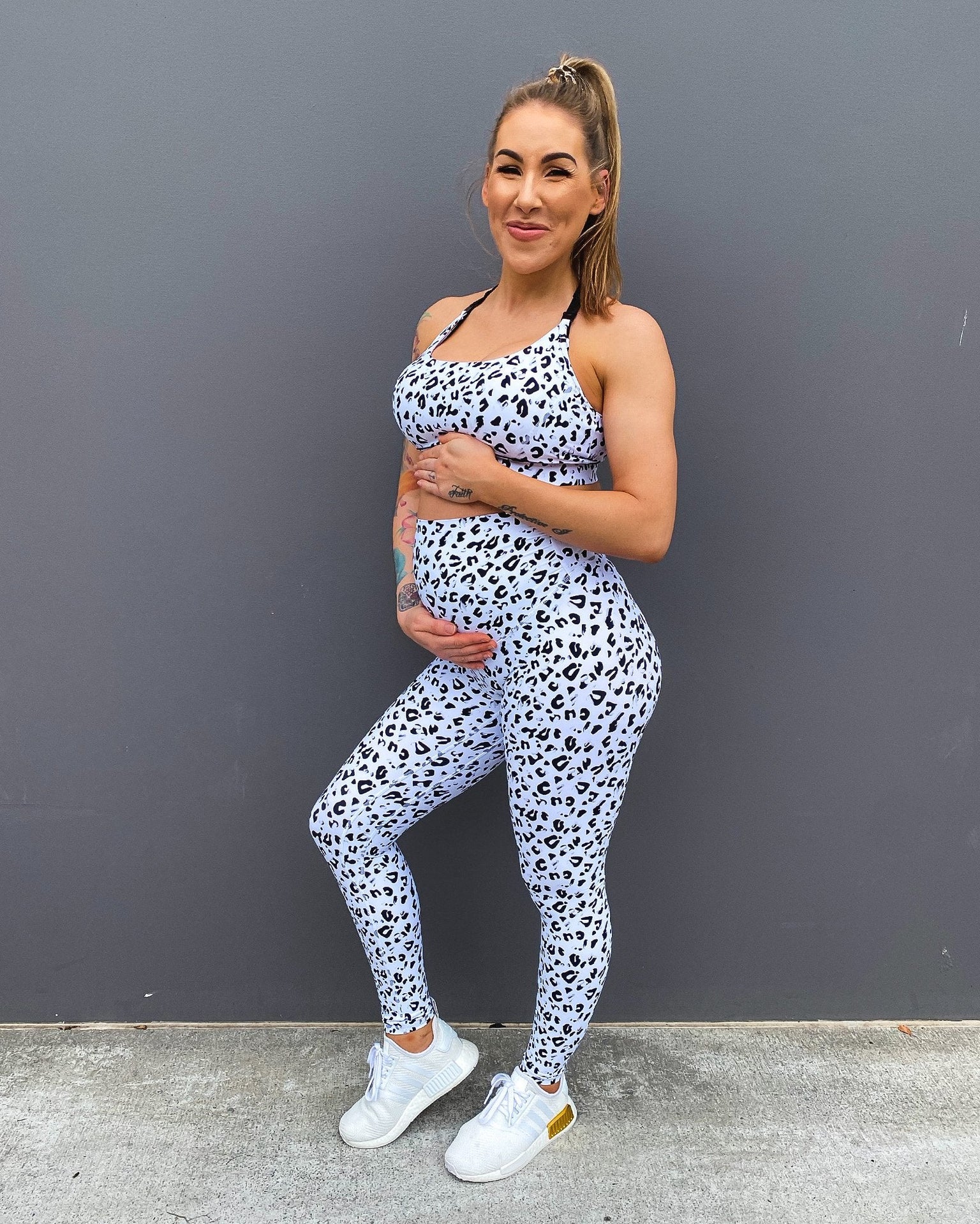 Maternity Leggings - Snow Leopard-Leggings-XS-MNAPPRL7250-MNAPPRL7250-3-Muscle Nation