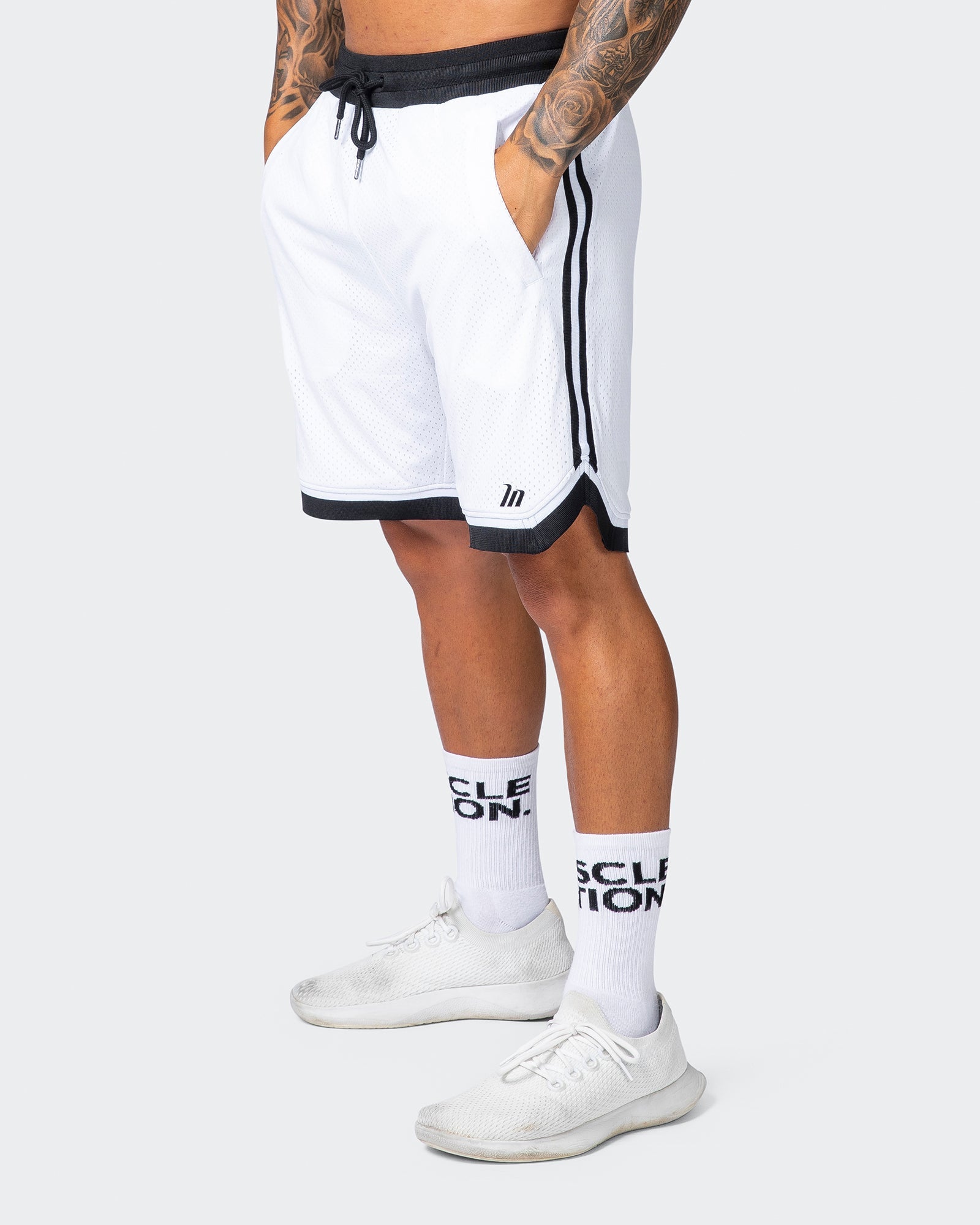 Mens white basketball shorts sale