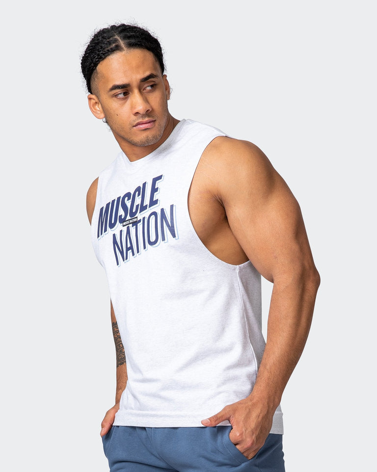 Duo Branded Tank - White Marl
