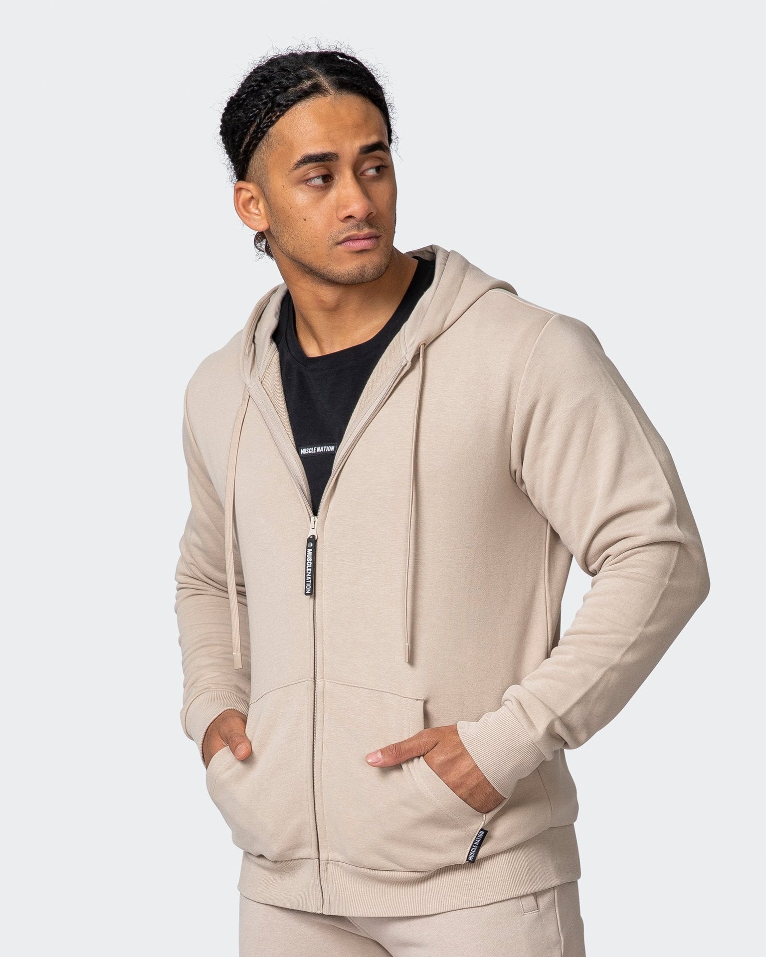 beige zip up hoodie men