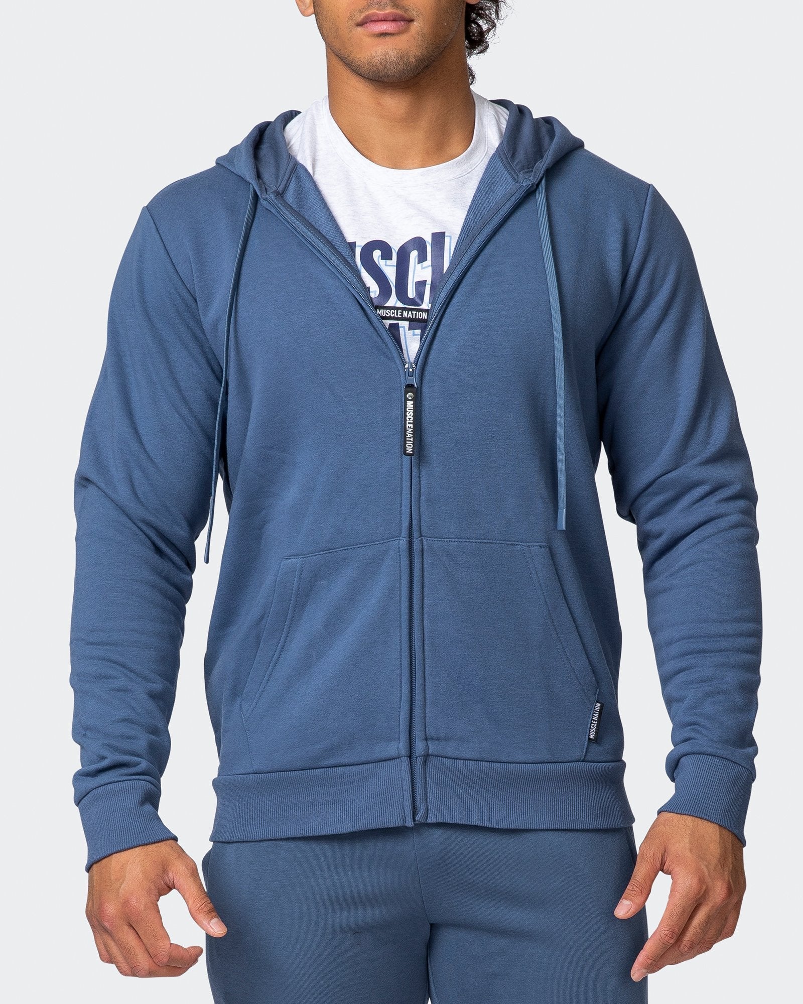 Zip Up Hoodie - Denim Blue