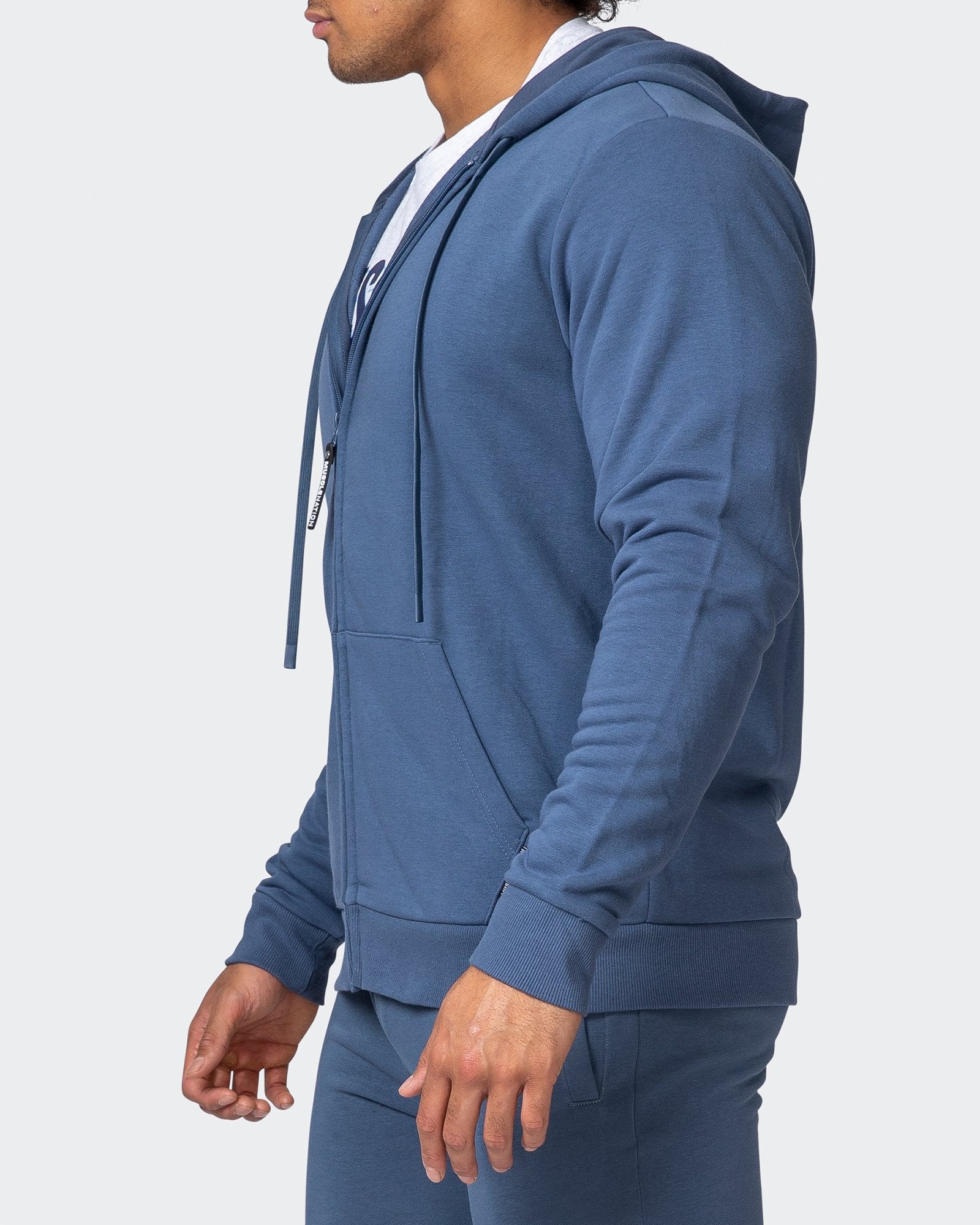 Zip Up Hoodie - Denim Blue