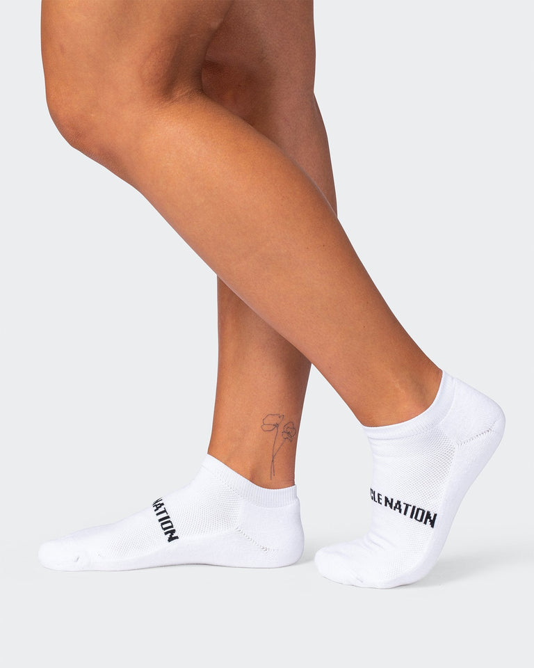 MN Unisex Ankle Socks 2 Pack - White