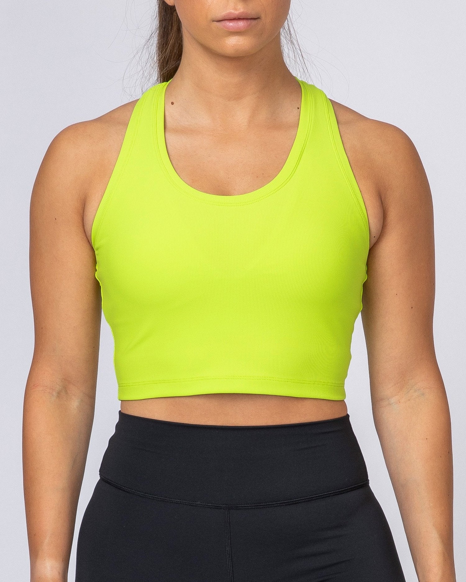 Ribbed Cropped Tank - Acid Lime