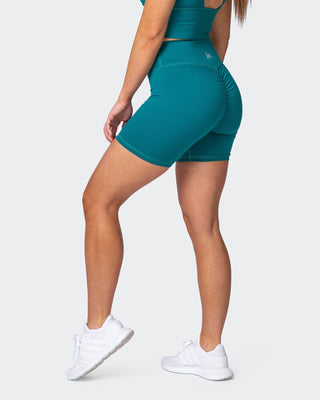 Signature Scrunch Bike Shorts - Teal-Shorts-XXS-MNAPPRL7718-MNAPPRL7718-1-Muscle Nation